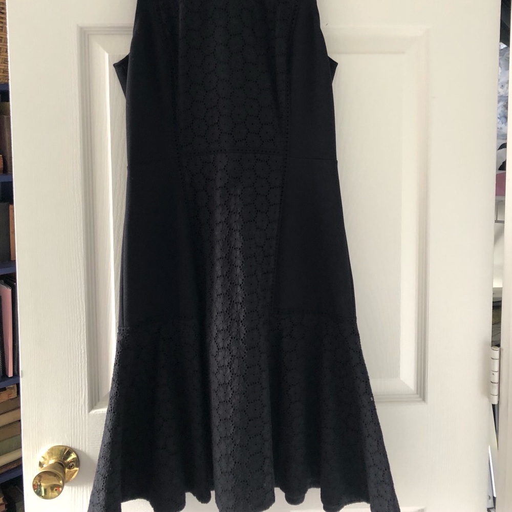 EUC JCrew Collection Paneled Black Eyelet Dress 2 - Picture 2 of 9